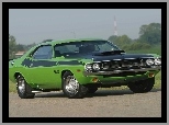 Zielony, Dodge Challenger, Maska, Wlot